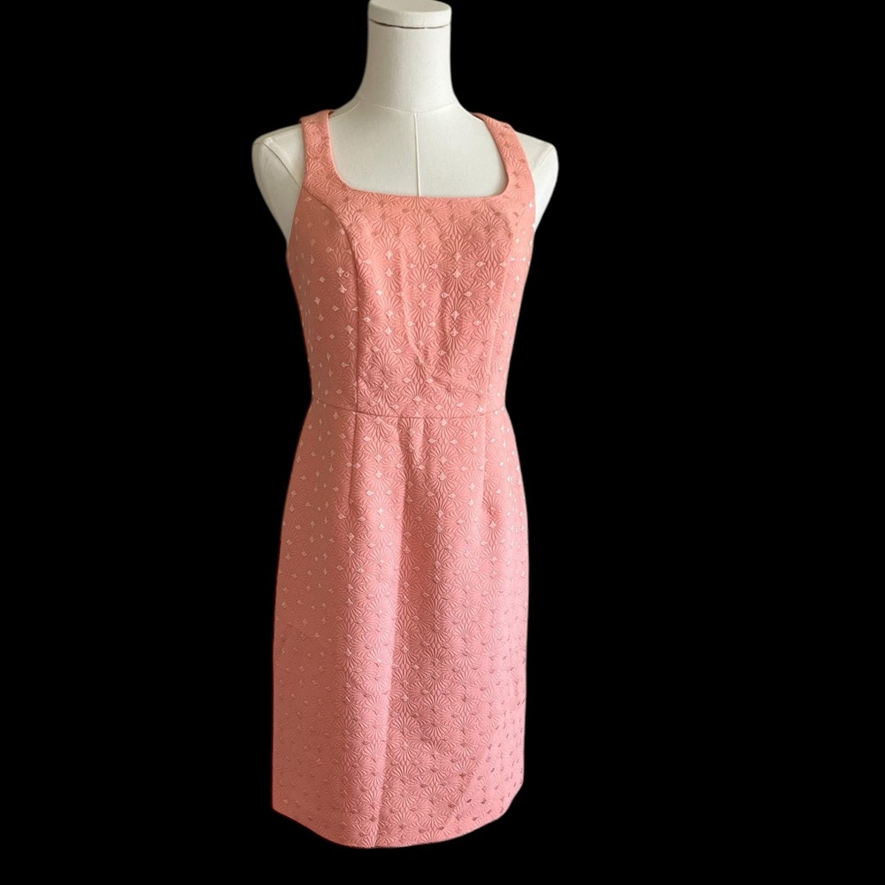 The Limited Size 2 Salmon‎ Pink/Peach Jacquard Sheath Dress Textured
